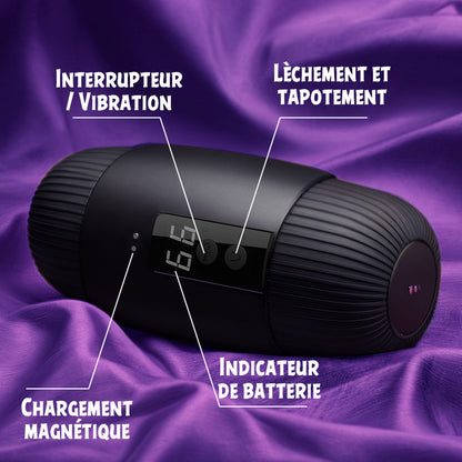 Selena - Masturbateur masculin 8 coups de langue et claques avec 2 moteurs de vibration et massage