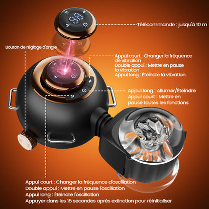 【Vente flash : -30 %】Hazel - Masturbateur Masculin Strap-On à la Taille Mains Libres avec 9 Vibrations, Balancement et Poussée