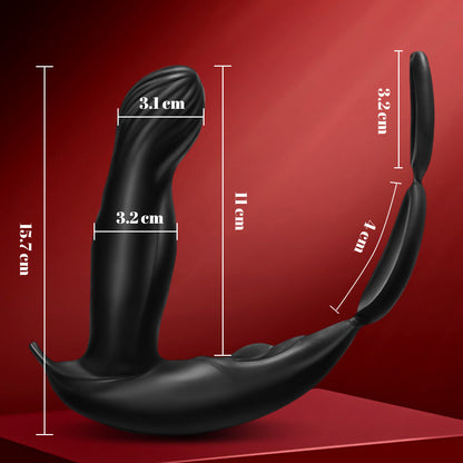 【Conception de marque exclusive】 Masseur de prostate direct à 5 poussées et 10 vibrations avec anneau pénien