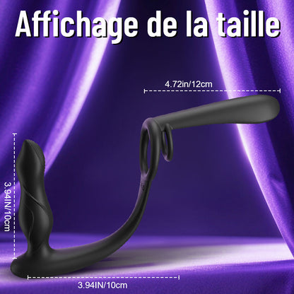 Double Pénétration  Double Vibration  Vibromasseur pour Couple avec Anneau de Verrouillage du Sperme