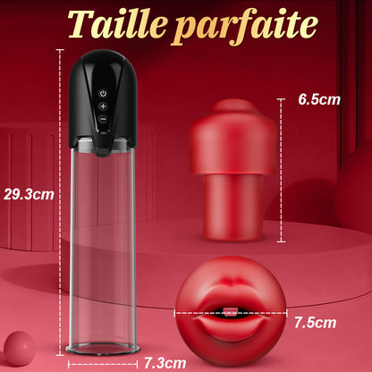 Red Fury Armour – Pompe à pénis à aspiration 9 niveaux avec orifice rouge et tunnel texturé