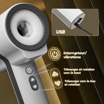 Raiden - Double ouverture 7 vibrations 5 rotations et va-et-vient Masturbateur portable de sexe oral