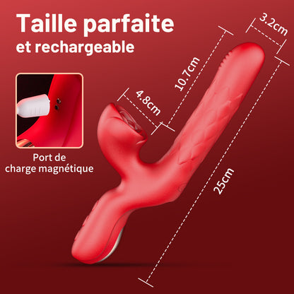 Acmejoy - 7 vibratrice G-Pot stimule avec le clitoris rose qui appuie