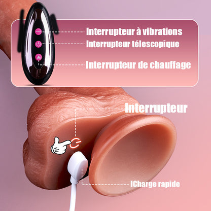 Forêt 9 vibrations 3 poussées 3 oscillations Gode réaliste Vibromasseur 22,5 cm Chauffage