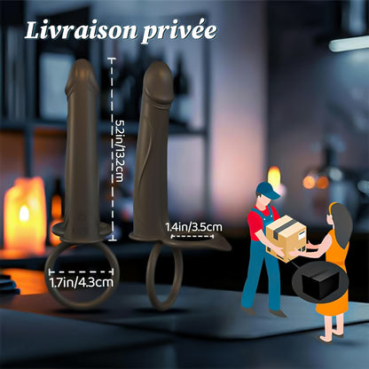 Gode anal à sangle pour couple avec anneau pénien vibrant