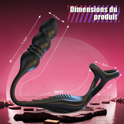 Mike 9 Masseur Prostatique Wearable à Vibrations et Pulsations avec Anneau Pénienn