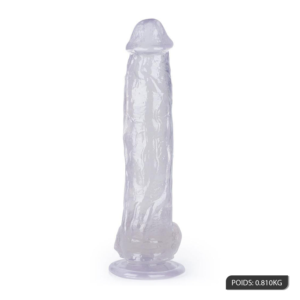 Gode réaliste XXL transparent avec ventouse forte 23.5 cm insérable silicone souple MODI