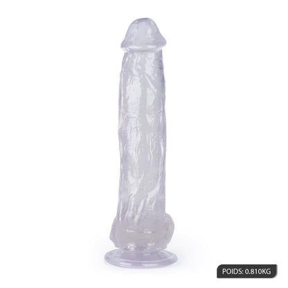 Gode réaliste XXL transparent avec ventouse forte 23.5 cm insérable silicone souple MODI